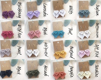 Wholesale Earrings / Bulk Handmade Jewelry for Boutiques / Business or Boutique Inventory / Macrame Fringe Boho Casual / Custom Colors