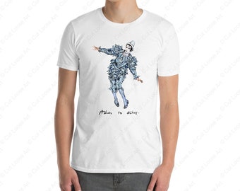 Ashes to Ashes - David Bowie - Full Length Illustration - White 100% Cotton Short-Sleeve Unisex T-Shirt - Cutlooseart Original Studio Art