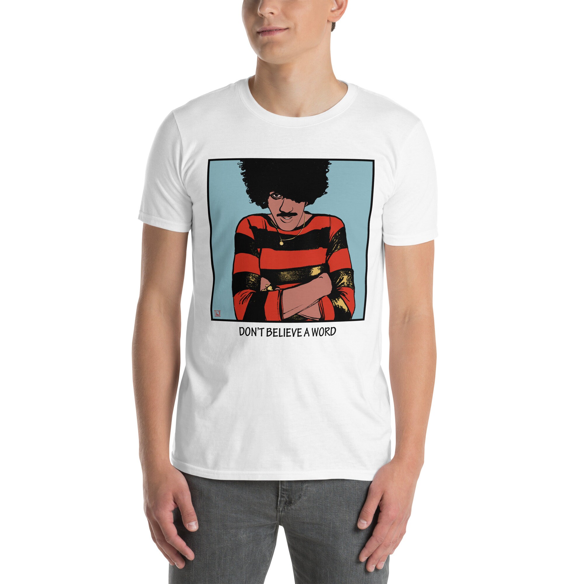 Don't Believe A Word - Phil Lynott - White 100% Cotton Short-Sleeve Unisex T-Shirt - Cutlooseart Original Studio Art