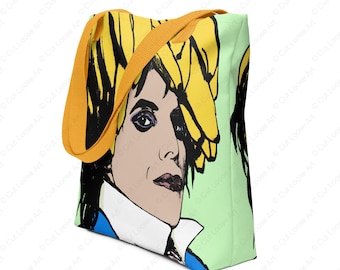 It Finally Happened - Freddie Bananas - Full Art Print - Green Tote Bag with Yellow Handles