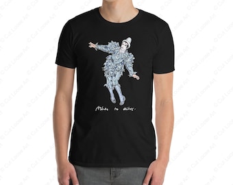 Ashes to Ashes - David Bowie - Full Length Illustration - Black 100% Cotton Short-Sleeve Unisex T-Shirt - Cutlooseart Original Studio Art