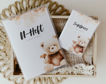 Personalized U booklet cover / vaccination card cover as a gift for birth / examination booklet cover / vaccination card cover / little bear