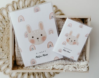 Personalized U booklet cover / vaccination card cover as a gift for birth / examination booklet cover / vaccination card cover / rabbit