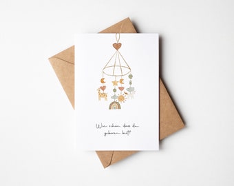 Baby Card Birth // Birth Card Baby // Birth Postcard // Birth Greeting Card Birth // DIN A6 // Mobile