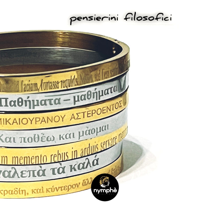 Bracciale PENSIERINI FILOSOFICI dorato e argentato immagine 1