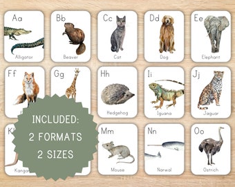 Animal alphabet flashcards montessori alphabet resource animal ABC flashcards nature ABC printables alphabet cards classroom ABCs Flashcards