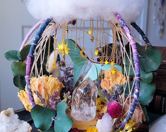 3d dreamcatcher, original design, orb dreamcatcher, fairy garden, cloud light, unique gifts, alter decor, witchy decor, crystal shelf