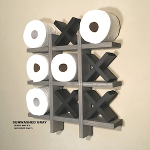 Tic tac toe toilet paper holder, Compact Toilet paper storage, Wood bathroom Organizer, Wall mounted toilet paper holder