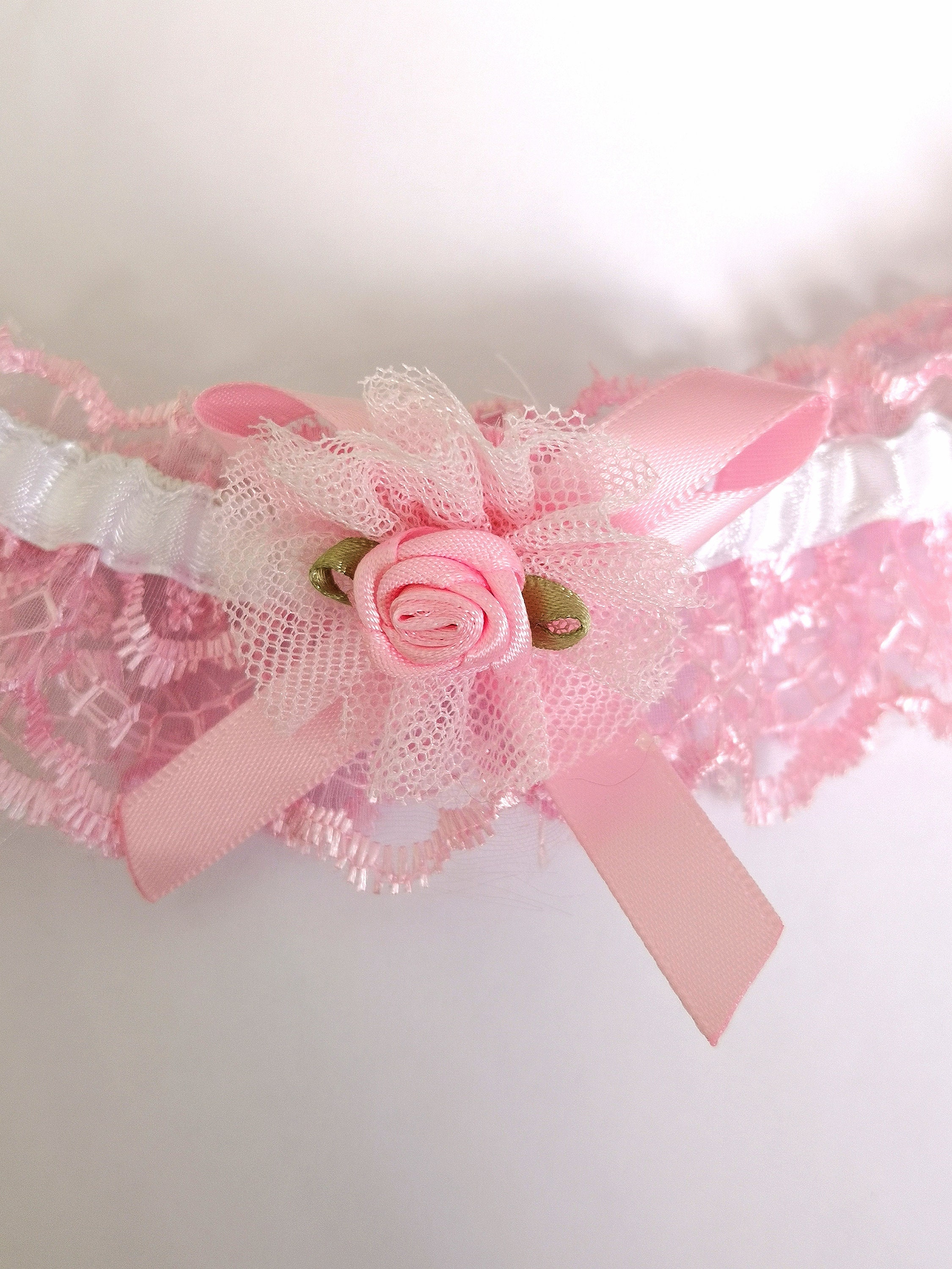 Bridal pink garter garter with rose garter with flower Etsy