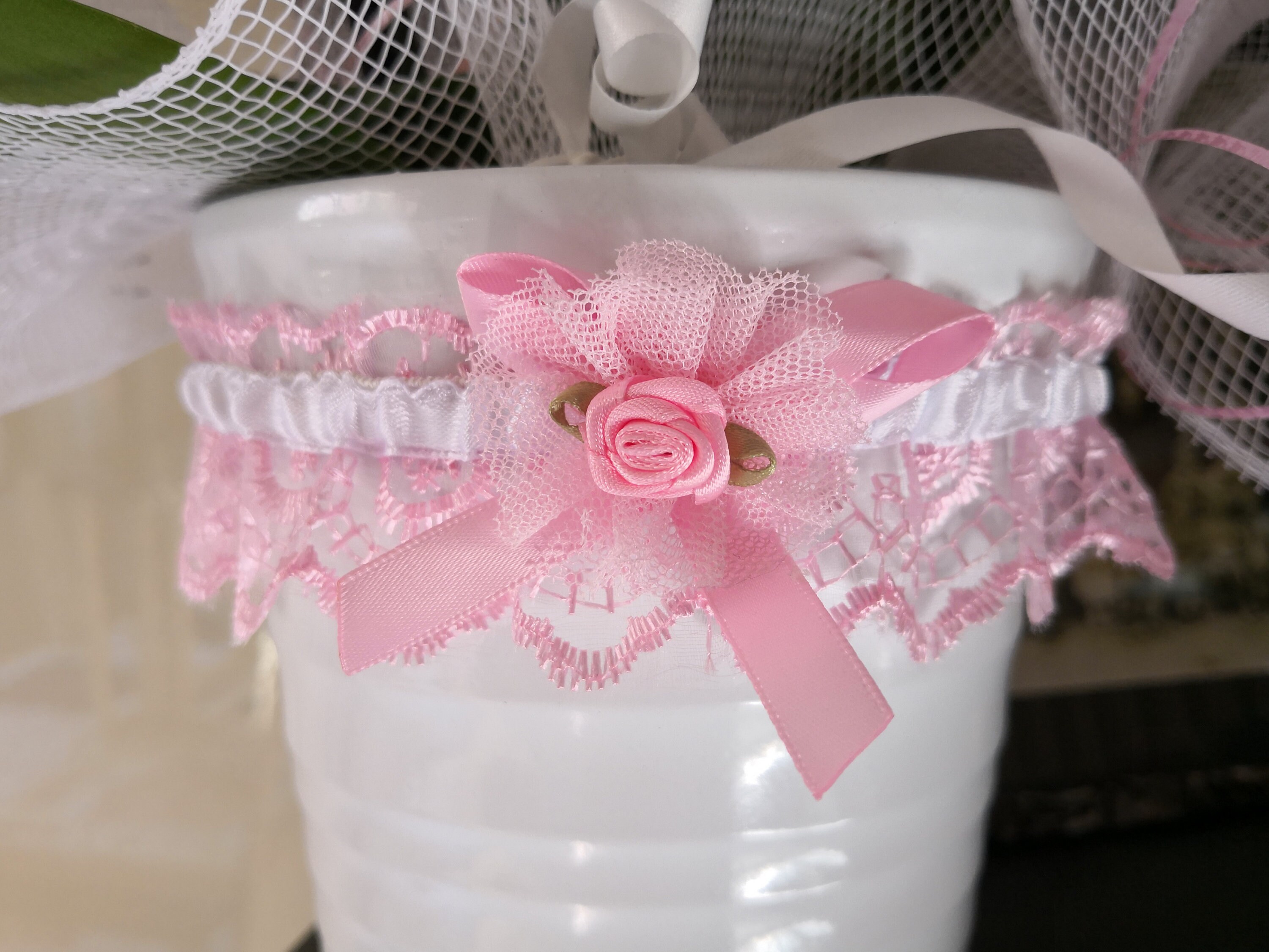 Bridal pink garter garter with rose garter with flower Etsy