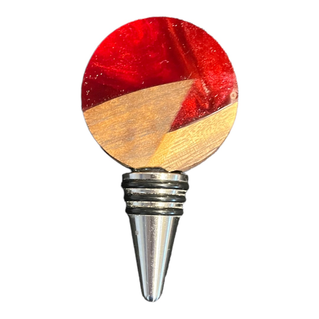 Black Walnut With Red Resin Wine Topper - Etsy