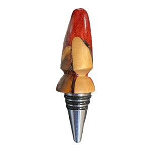 Pecan Wood with Deep Red Resin Wine Topper