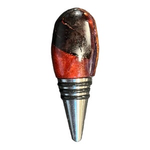 Pecan Wood with Deep Red Resin Wine Topper