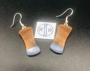 Noce Nero con orecchini in resina color perla Pervinca, Ultra leggero, 925 Sterling Earrings