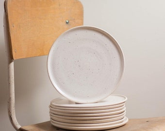 Ivory stoneware plate - handmade ceramic plate