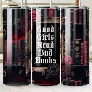 Gotisch boekenplank 20oz bekerontwerp, donkere Academia-sublimatiebeker, gotische bekeromslag, bloemenboekliefhebber bekerontwerp