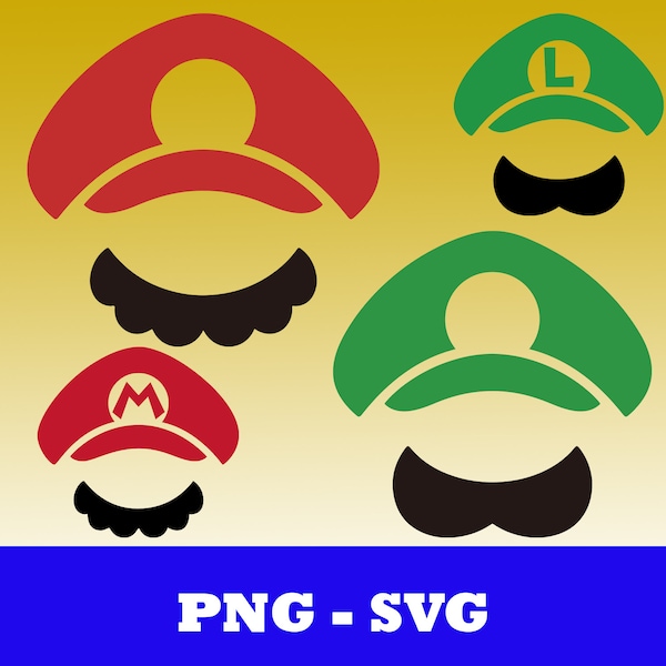 Mario & Luigi Hat SVG / PNG Cut File - Cameo - Cricut - T-Shirt Design, Tumblers, Crafts