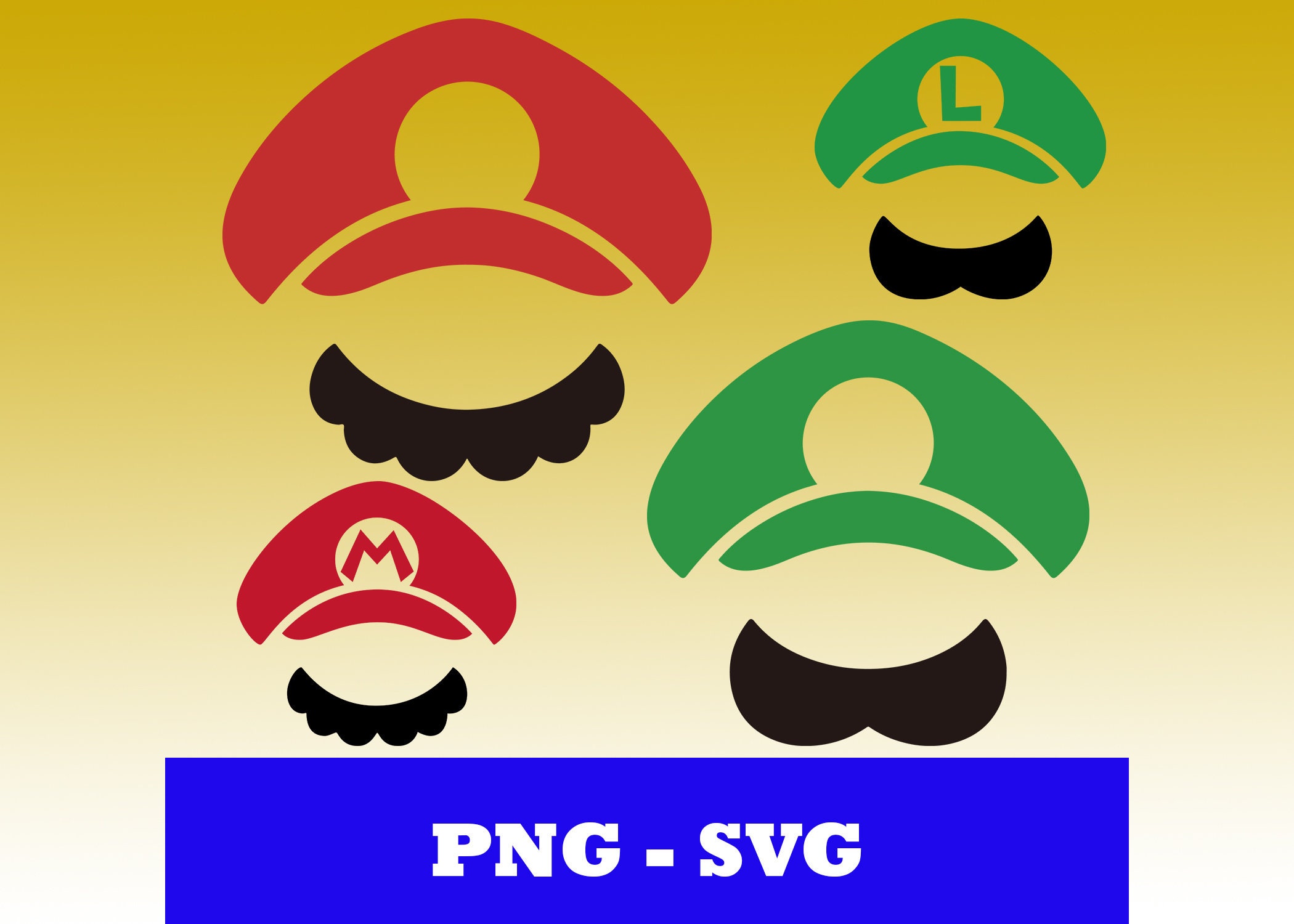 Mario & Luigi Hat SVG / PNG Cut File Cammeo Cricut T-Shirt Design,  Tumblers, Artigianato -  Italia
