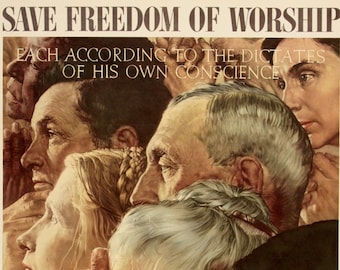 Norman Rockwell Original Freedom of Worship Poster from 1943