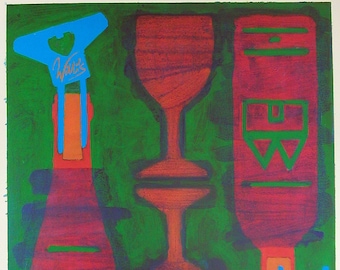 Original Vintage Willi's Wine Bar Poster by Cefai 1992 Paris