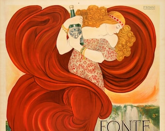 Original Vintage Fonte Meo Italian Poster by Francesco Nonni c1910 - Mineral Water