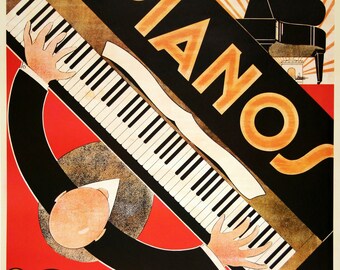 Pianos Daude Reissue French Poster by Daude c1975