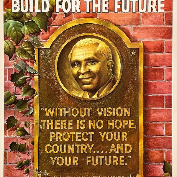 Original Vintage WWII George Washington Carver Victory Bond Poster by Kautz 1945