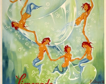BEACHED Mermaid Print from Original Painting By Camille Grimshaw beach martini