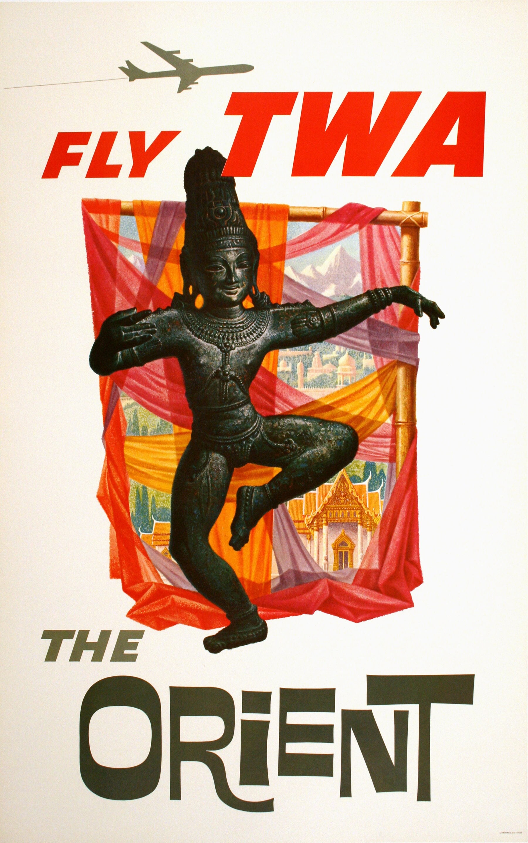 オリジナル デビッド クライン 1950 年代ポスター - Fly TWA The