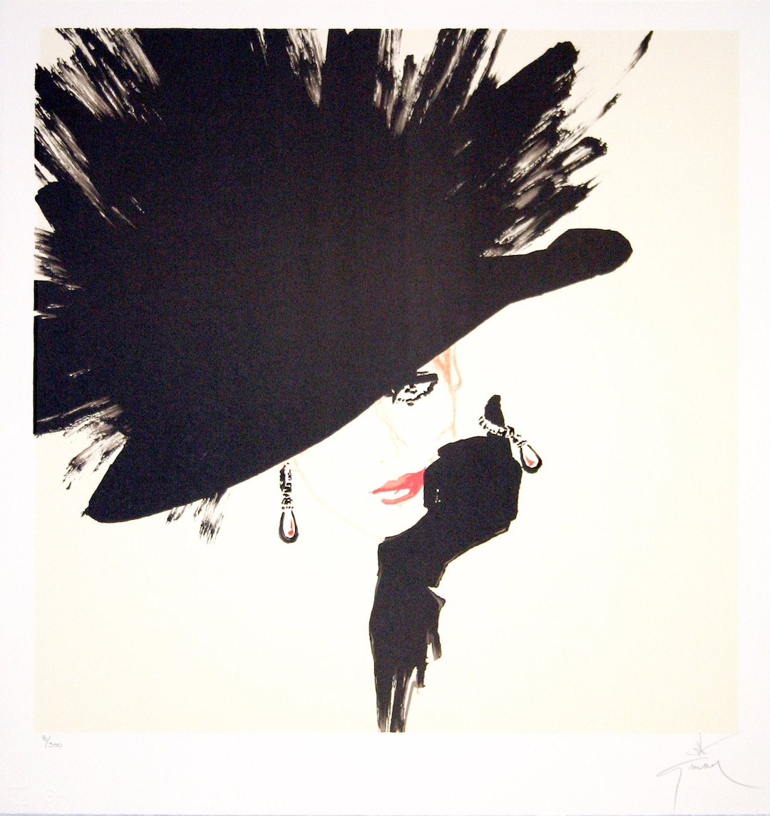 Rene Gruau Hand Signed and Numbered Print C1989 Woman in Black Hat - Etsy