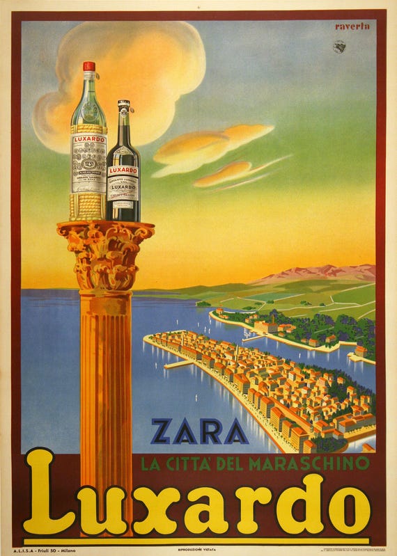 イタリアのオリジナル Luxardo 台座ポスター 1939 年 Raverta 作