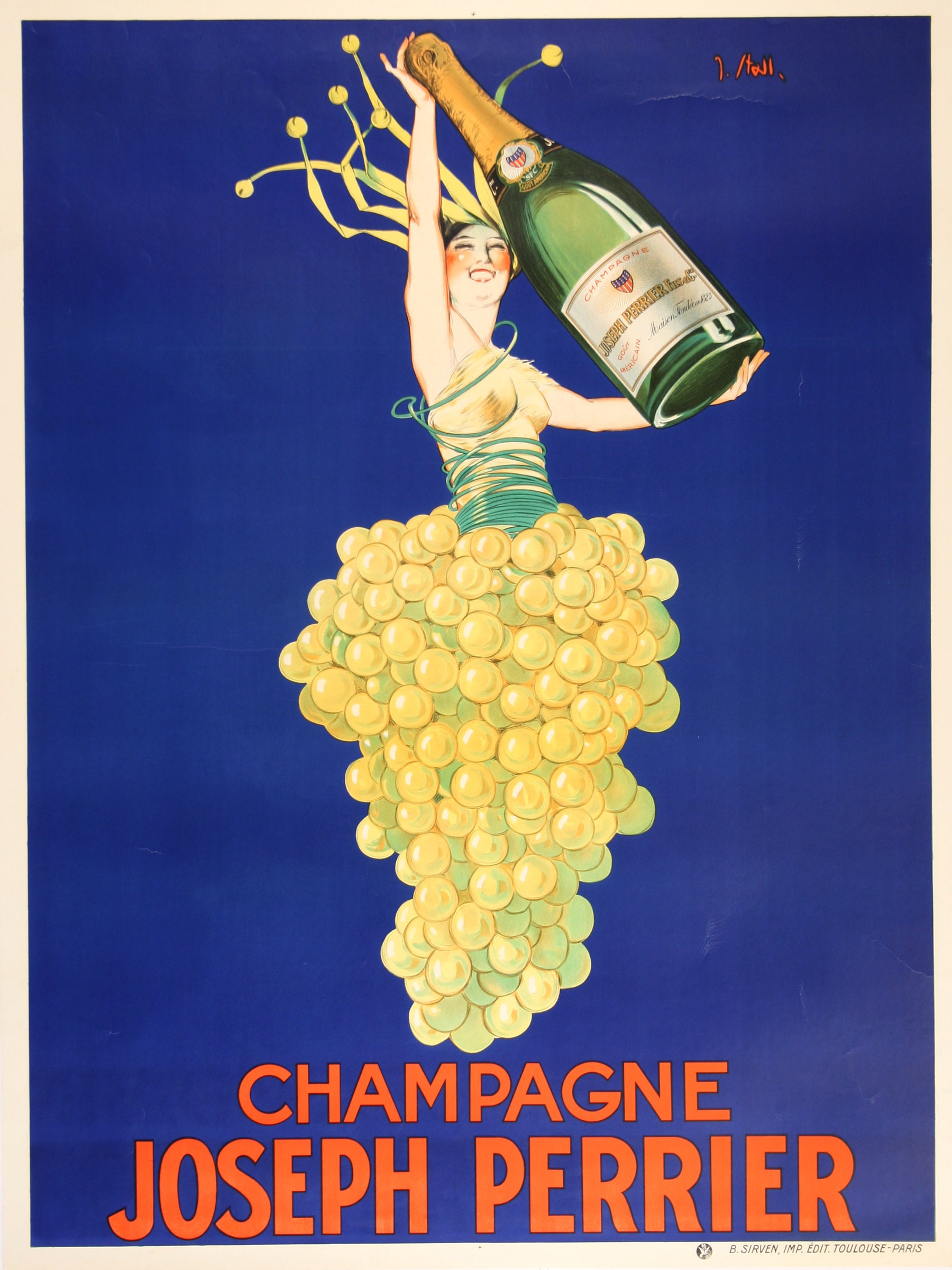 Champagne Joseph Perrier Poster by Stall 1930's Original French