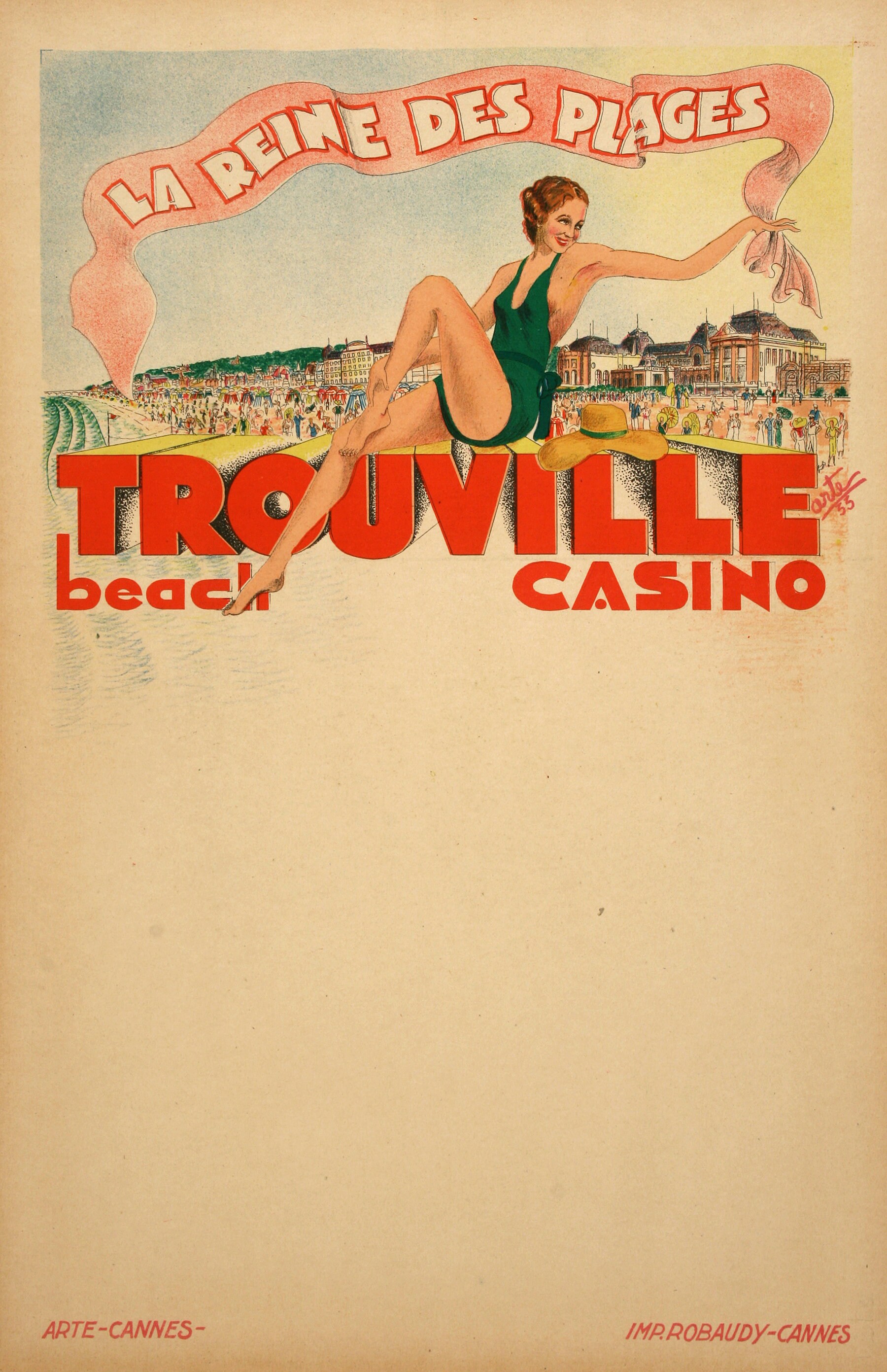 Trouville La Reine Des Plages Original Vintage Poster by Arte Etsy