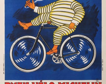 Original Vintage Pneu Velo Michelin Man Bibendum by O'Galop Smoking 1912