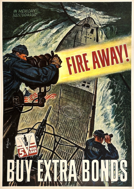 Original American WWII Poster 1944 by Schreiber - Fire Away Buy