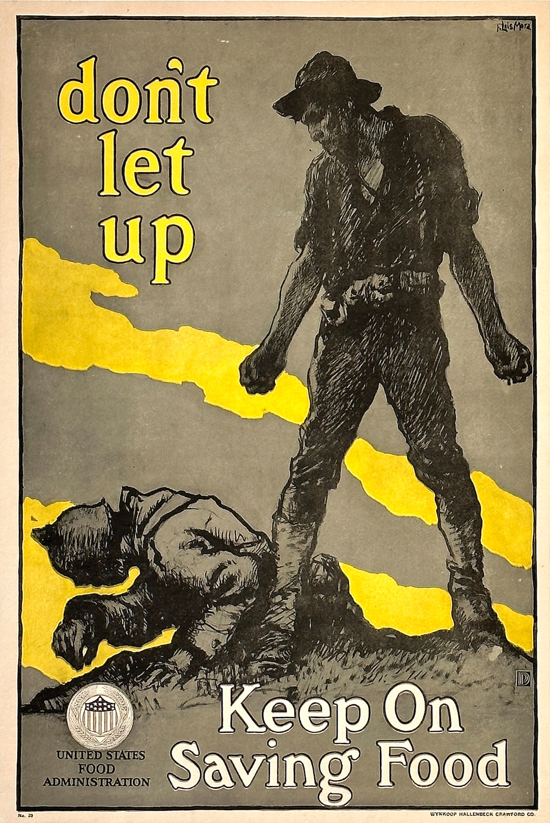 Original Vintage WWI Don't Let up Poster Keep on Saving Food by Mora ...