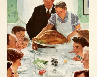 Original Vintage WWII Poster by Norman Rockwell - Freedom from Want