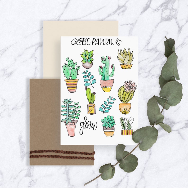 bullet journal plant sticker pack nature stickers succulent etsy
