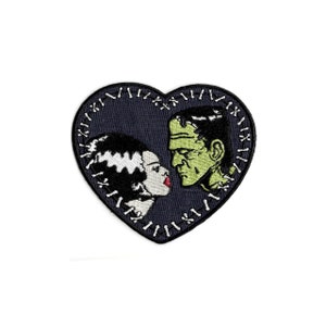 Bride & Frankenstein Heart 4" Embroidered Patch