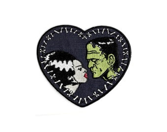Bride & Frankenstein Heart 4&quot; Embroidered Patch