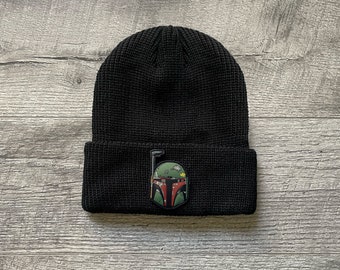 Mandalorian Rubber Patch Loose Knit Beanie