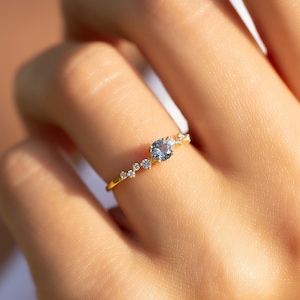 Unique 14k gold minimalist alexandrite engagement ring Dainty alexandrite promise ring gift for her Women alexandrite gold ring gift for her