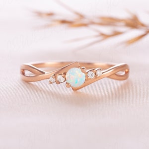 Dainty minimalist opal promise ring for her, Women tiny natural opal engagement ring, Women opal ring gold, Unique opal ring gift for her