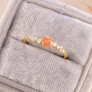 Unique minimalist genuine sunstone promise ring perfect gift for her Dainty tiny 14k gold sunstone engagement ring Women sunstone ring gold