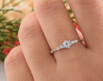 Ravewan Shop Fashion 925 Silver Natural White Topaz Women Proposal Jewelry Gift Ring Sz5-10 6