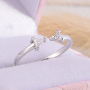 2 birthstone ring, Silver family ring, 2 stone ring, Dual stone ring, Triangle ring, Stracking ring, Stackable ring, Trillion cut ring