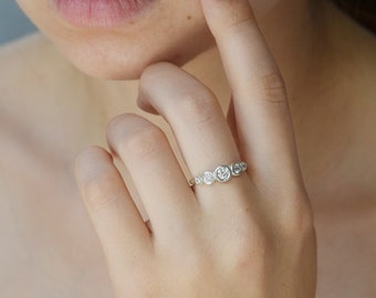 Unique womens bezel cut sterling silver promise ring, Elegant & dainty promise ring for her, Simple womens silver ring, Cubic zirconia ring