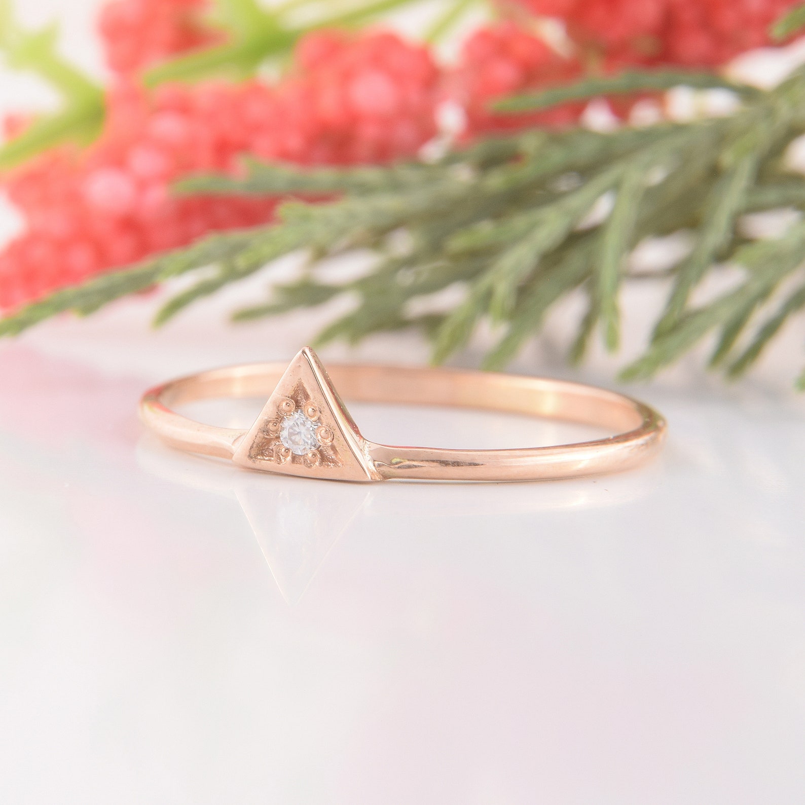 Womens Simple Promise Ring Small Gold Promise Ring Triangle Etsy