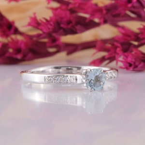 Sterling Silver Blue Topaz Promise Ring for Her, Unique Womens Promise ...