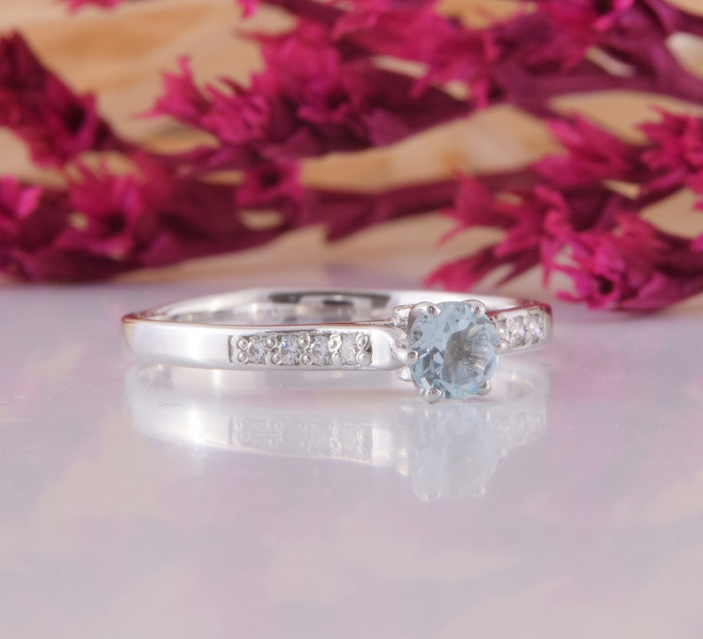 Sterling silver blue topaz promise ring for her Unique womens Etsy